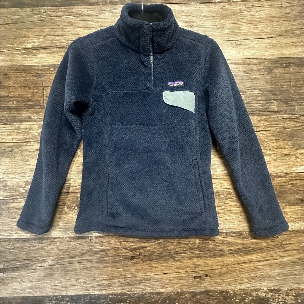 Patagonia Navy Blue Snap Fleece Quarter-Zip Pullover Sweatshirt Women’s XS
